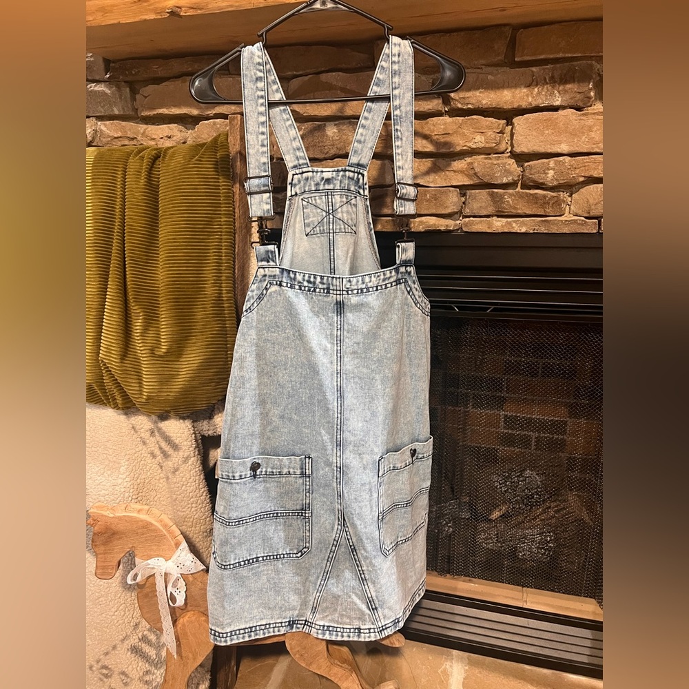 Denim Overall Dress with Pockets